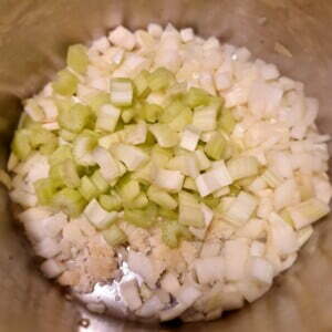 Adding the chopped celery