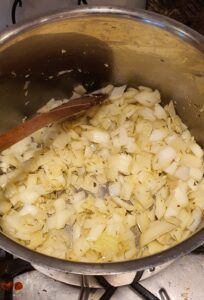 onions and garlic sauteeing