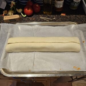 folding the puff pastry over the top