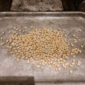 roasting the pine nuts