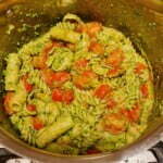vegan green pesto on fusilli
