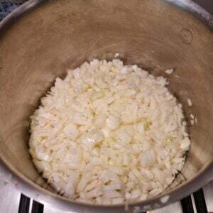 chopped onions ready to saute
