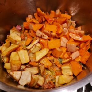 adding in the other roast veggies