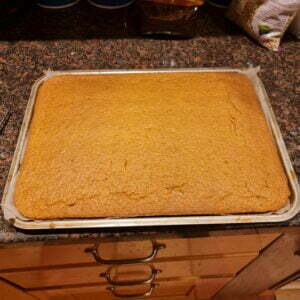 cooked cake cooling in the tray