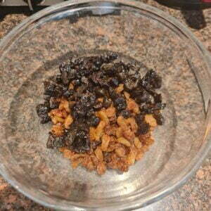 chopped prunes & raisins in bowl