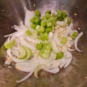 Chop the celery & add to wok