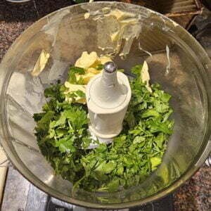 adding the chopped parsley