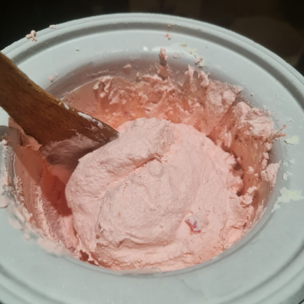 the finished vegan strawberry ice-cream