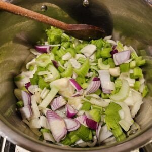 celery going in the pan