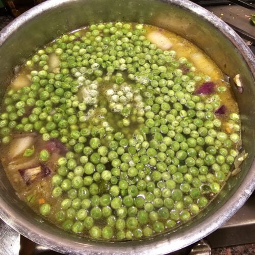 add the frozen peas