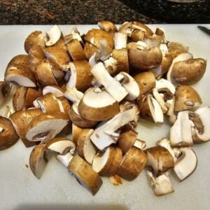 chopping the mushrooms