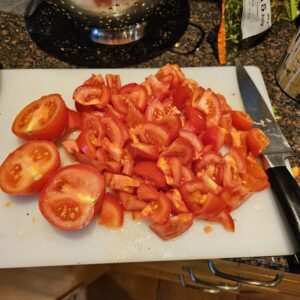 vine tomatoes roughly chopped