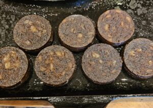 black pudding half cooked